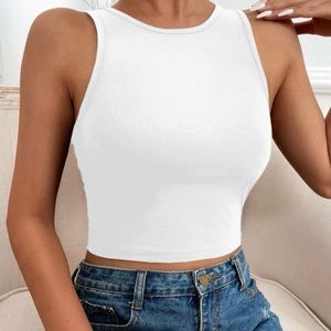 White Cropped Tank Top